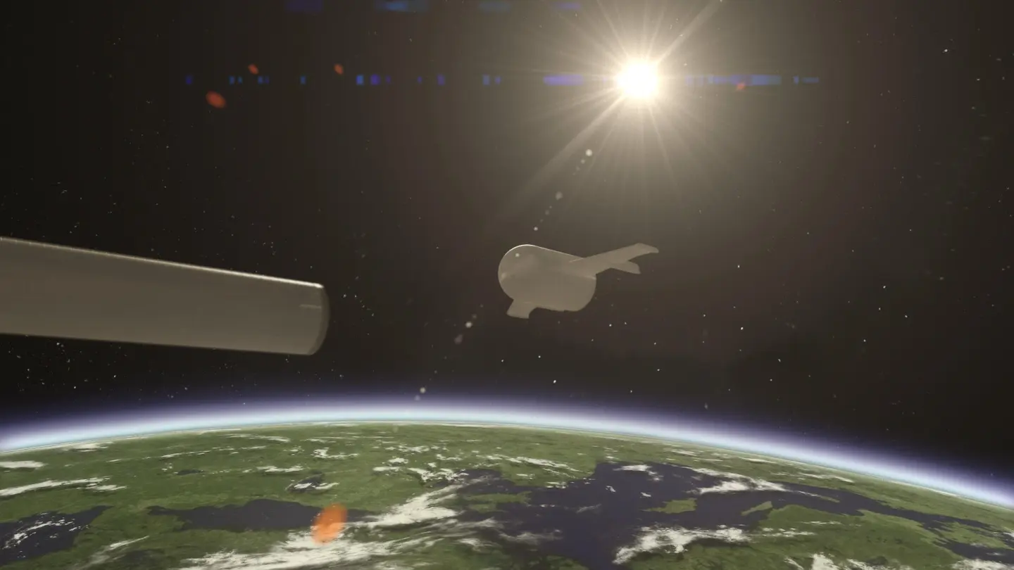 Artist's impression of Adeline separating from the fuel tank, ready to re-enter Earth's atmosphere