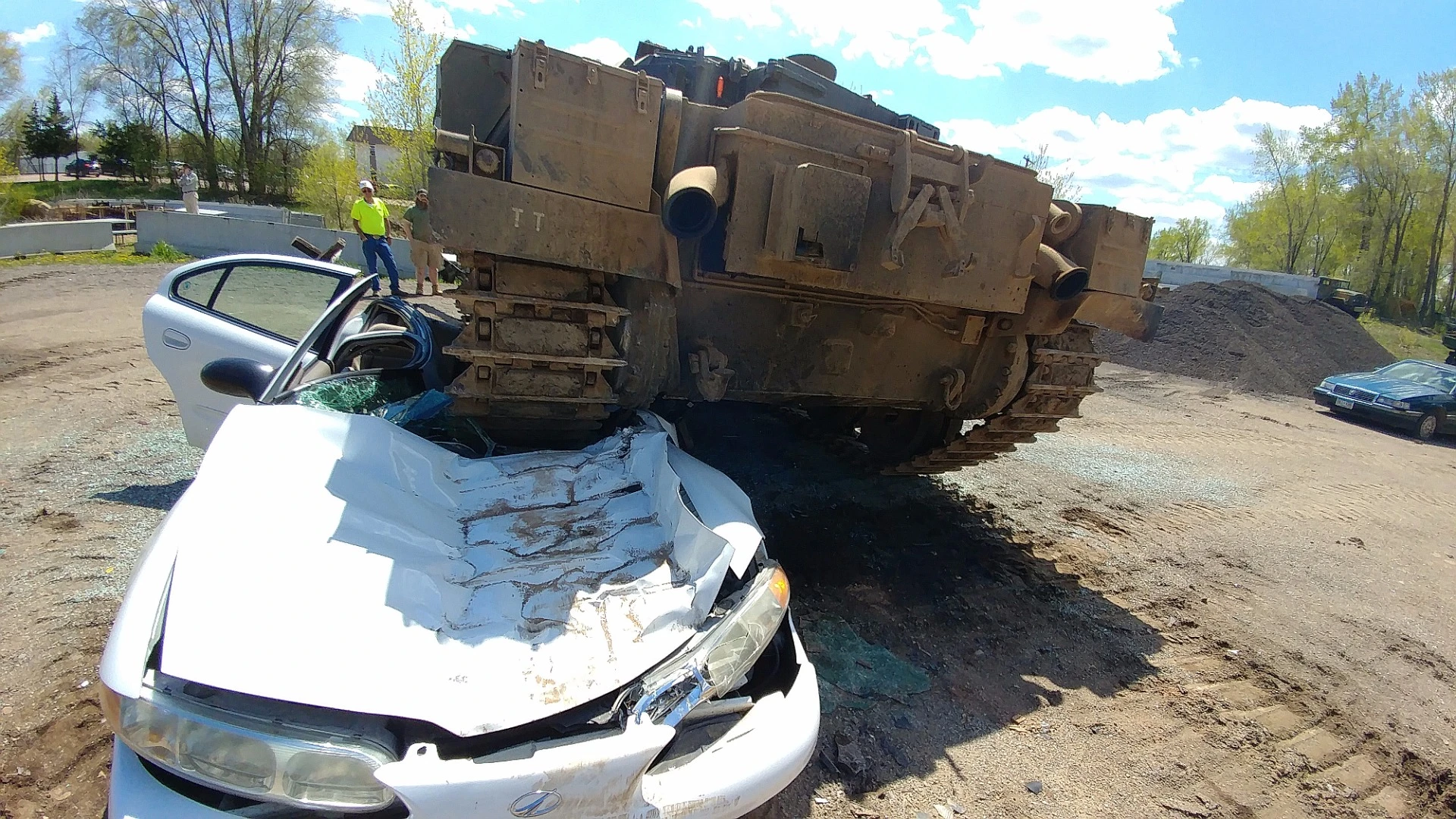 The aftermath of the Chieftain's drive over the unlucky Oldsmobile before the author took over to find a Cadillac victim