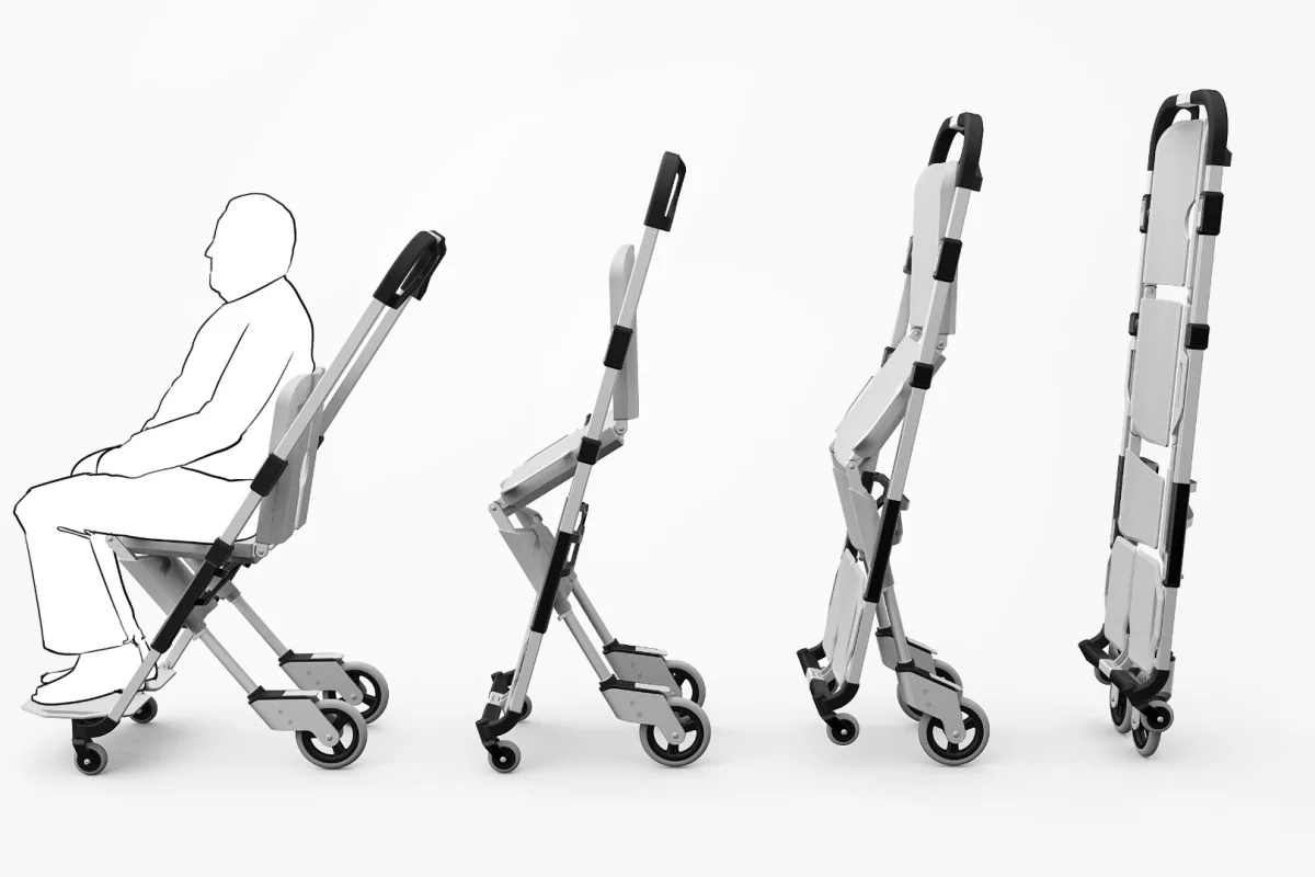 Studio Rotor and Retter Helfer Medical suggest replacing a scoop stretcher in emergency vehicles with the Multi Scoop Pro, a stretcher that can transform into a wheelchair