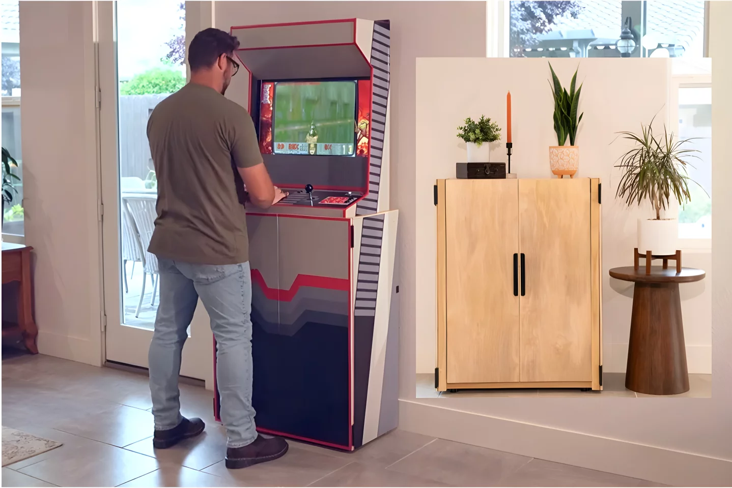 Swap Arcade folds down to cabinet form (inset) in a matter of seconds