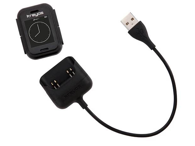 The Kreyos Meteor smartwatch comes with a USB charging cable
