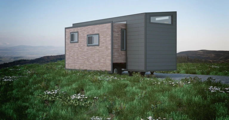 Tiny house almost doubles in width at the push of a button