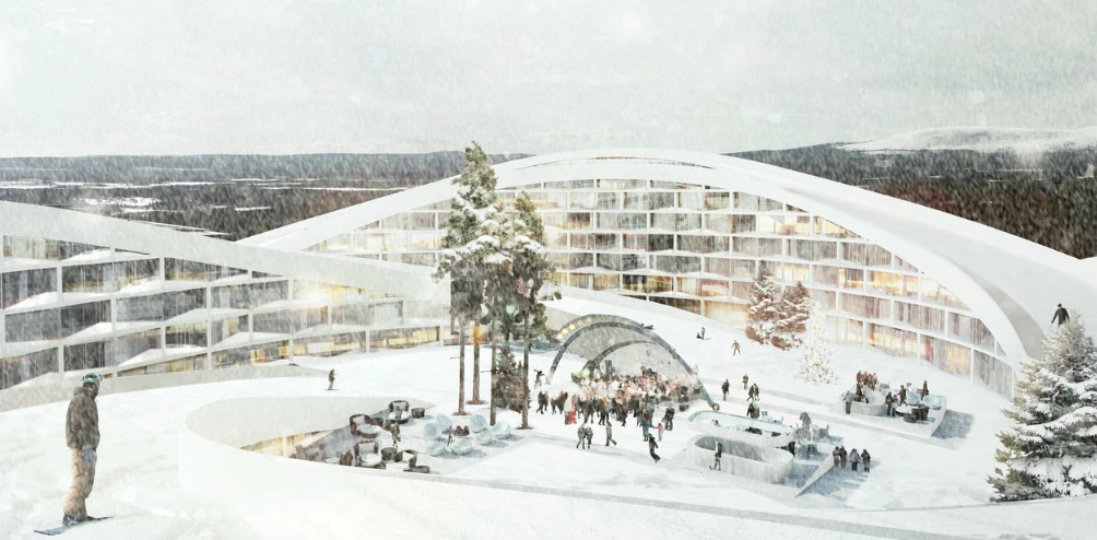 The village will also host a vast range of outdoor activities such as ice skating and music events, with the public square being filled with cafes and bars