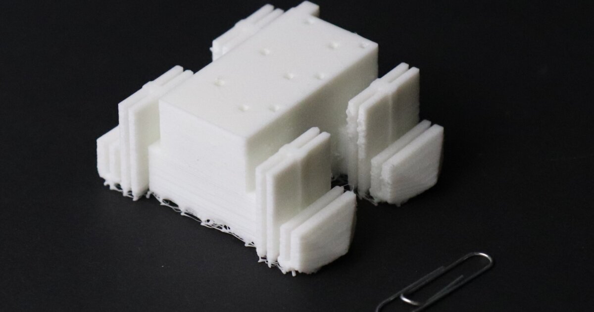 Robot is 3D-printed upside-down in one piece, then walks out of the printer
