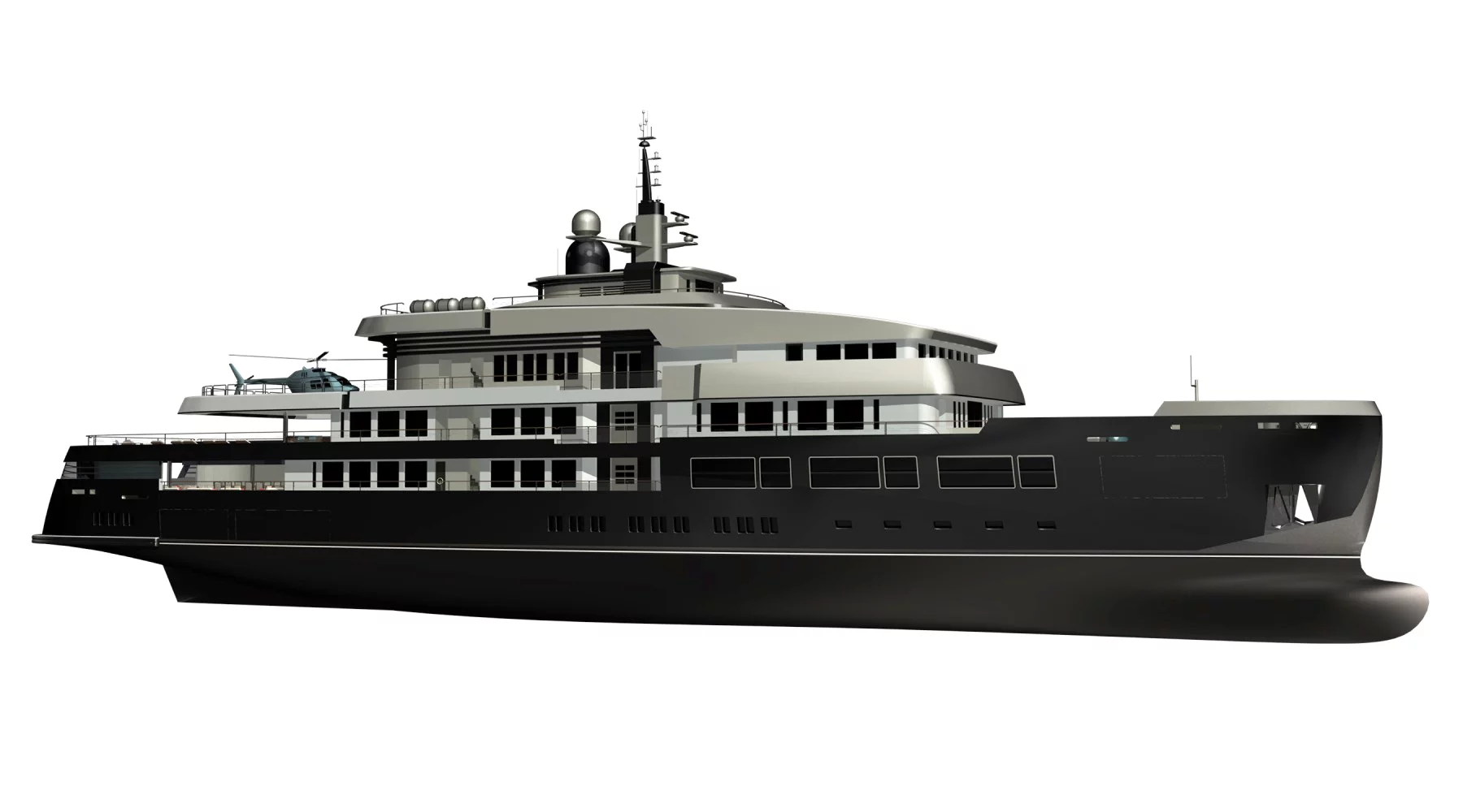 The The presence of even one helipad and hangar presents significant challenges to the yacht designer would have a steel hull and aluminum superstructure