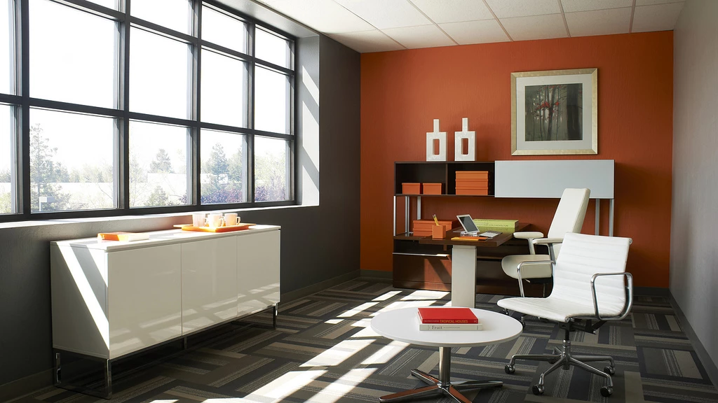 A demo installation shows View Dynamic Glass at various degrees of tint