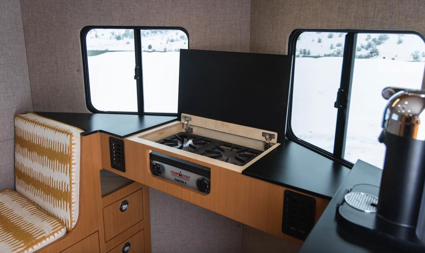 The Camp Chef Ranger brings plenty of cooking power – just watch those flames!