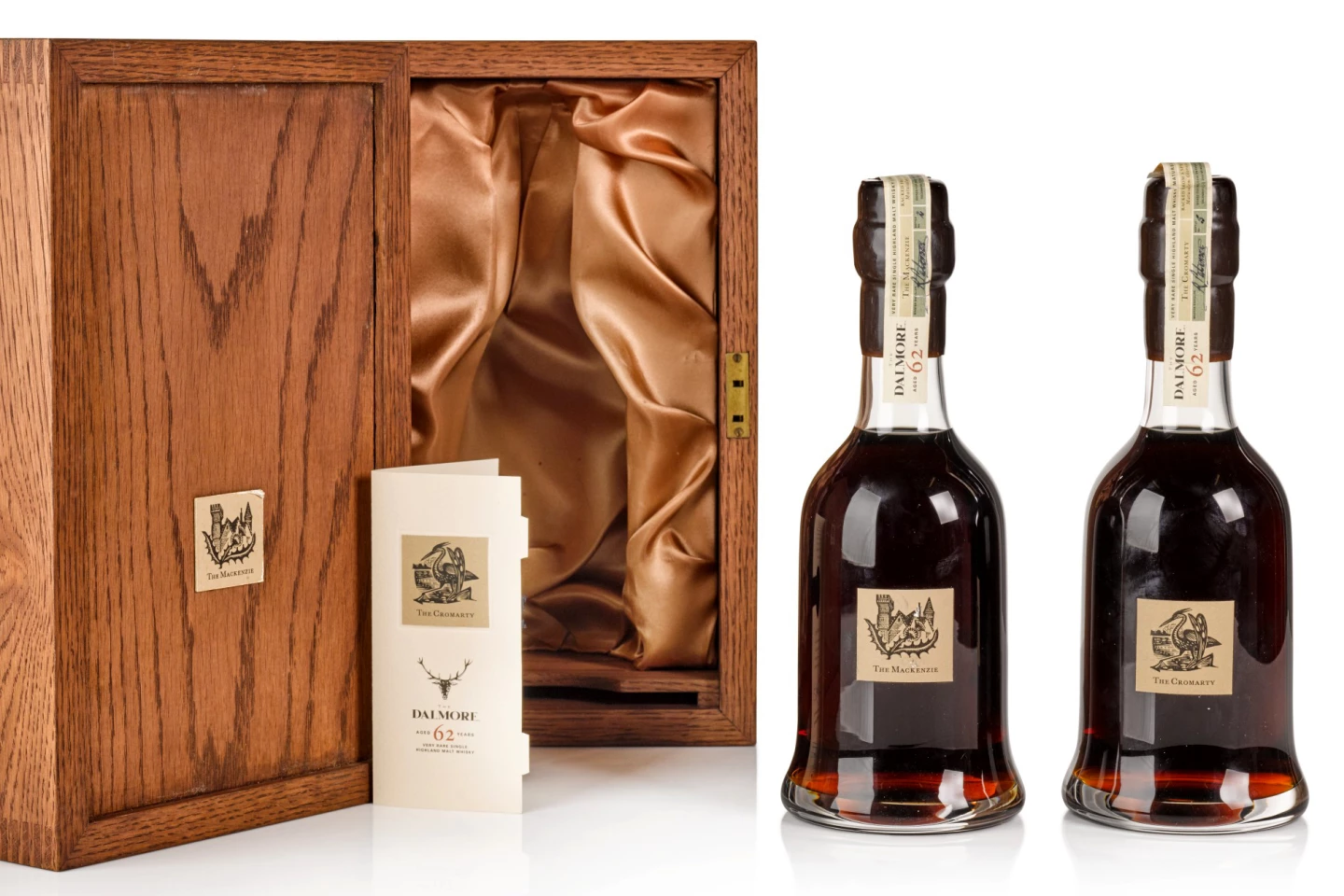 There were only 12 bottles of The Dalmore 62 Year Old created so they are rarely offered publicly. The last few bottles offered at auction sold for $121,362 (Sotheby's, September 2017), $151,892 (Sotheby's, December 2017), with two bottles selling this week for £266,200 ($327,928) (Sotheby's, May, 2020)