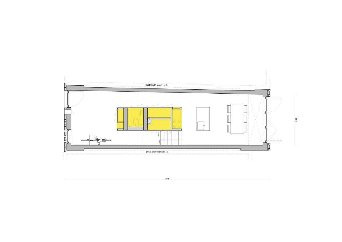 Architectural drawing of the SkinnyScar house