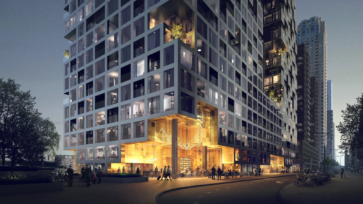 The result of an architecture competition, MVRDV's The Sax will rise between the New Luxor Theater and the Boston & Seattle residential areas, in Rotterdam's harbor area