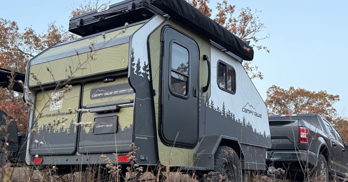 Brilliant cubist teardrop disappears bed to free serious camper space