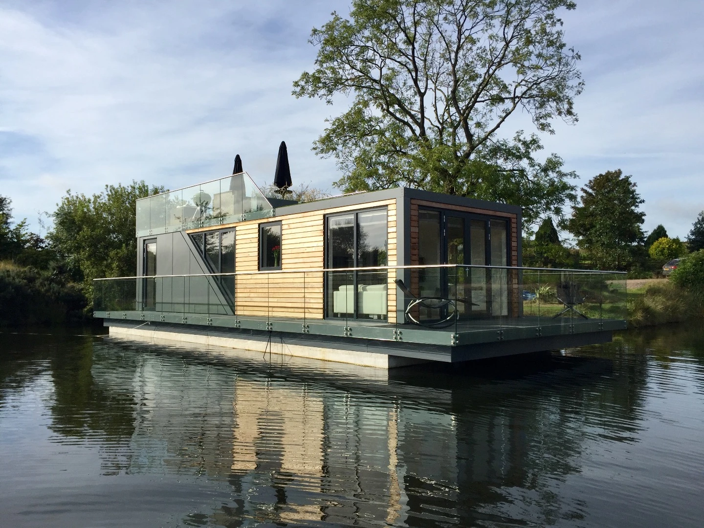 Bluefield Houseboats' models are permanently moored but can be towed to different locations if required