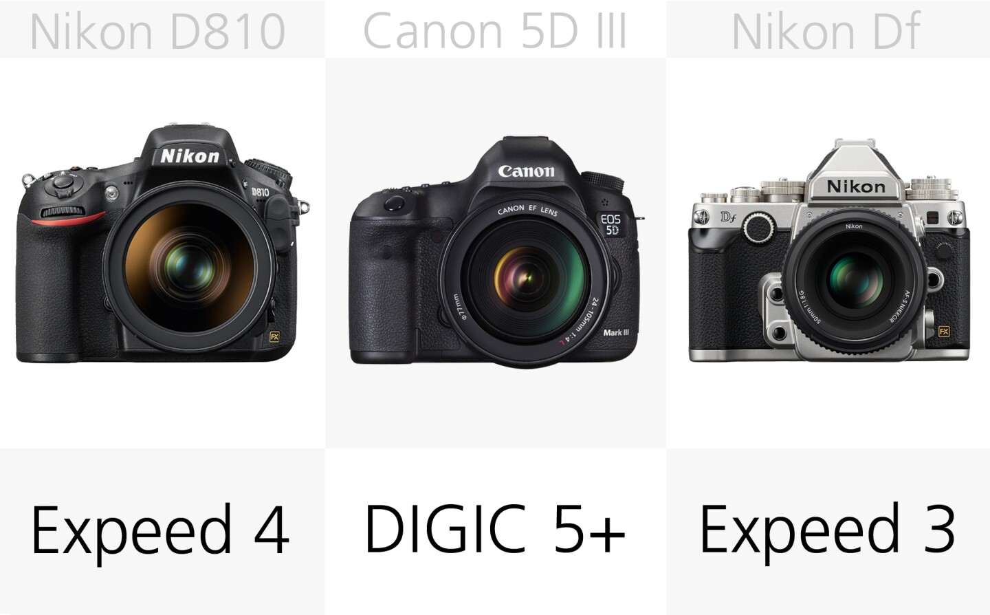 The Nikon Df uses the older Expeed 3 processor where the D750 and D810 use the Expeed 4