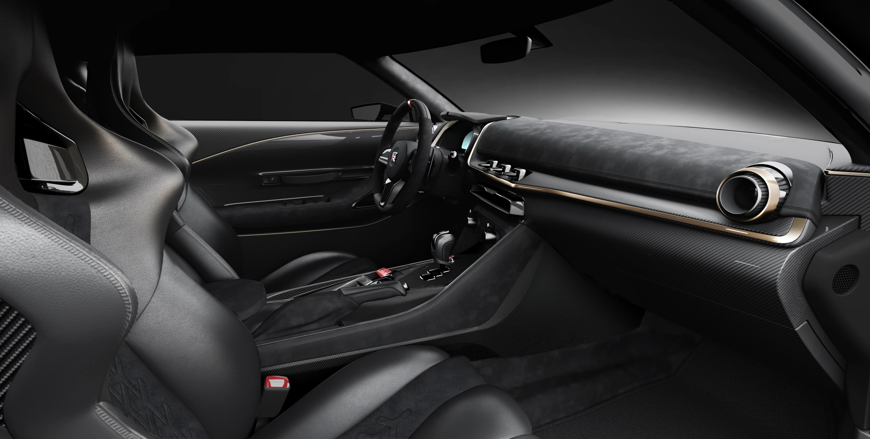 The gold interior trim matches all the gold paint outside