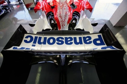 Toyota's Formula One car, aerodynamically tuned for maximum downforce and minimum drag