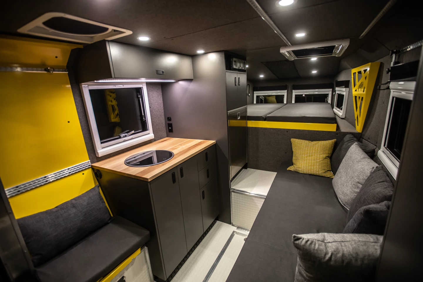 The flexible Loki Basecamp interior includes a dining lounge, kitchen, bathroom equipment and sleeping space