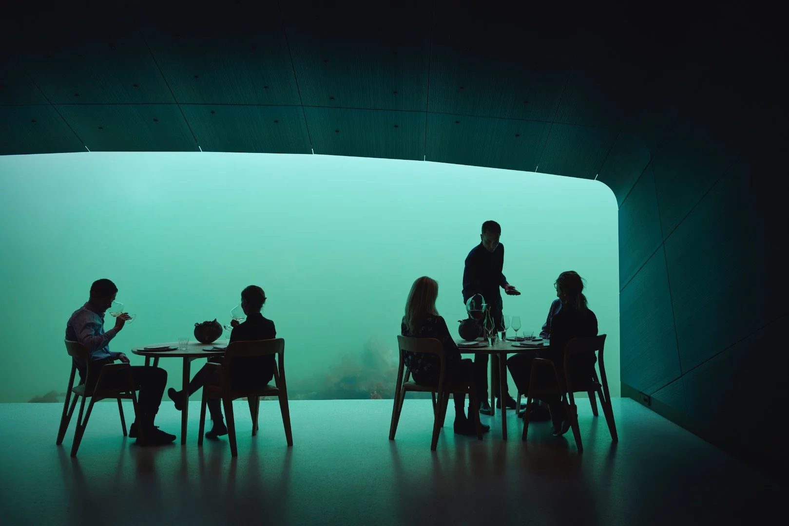 Under's restaurant allows diners to watch the fish swim by