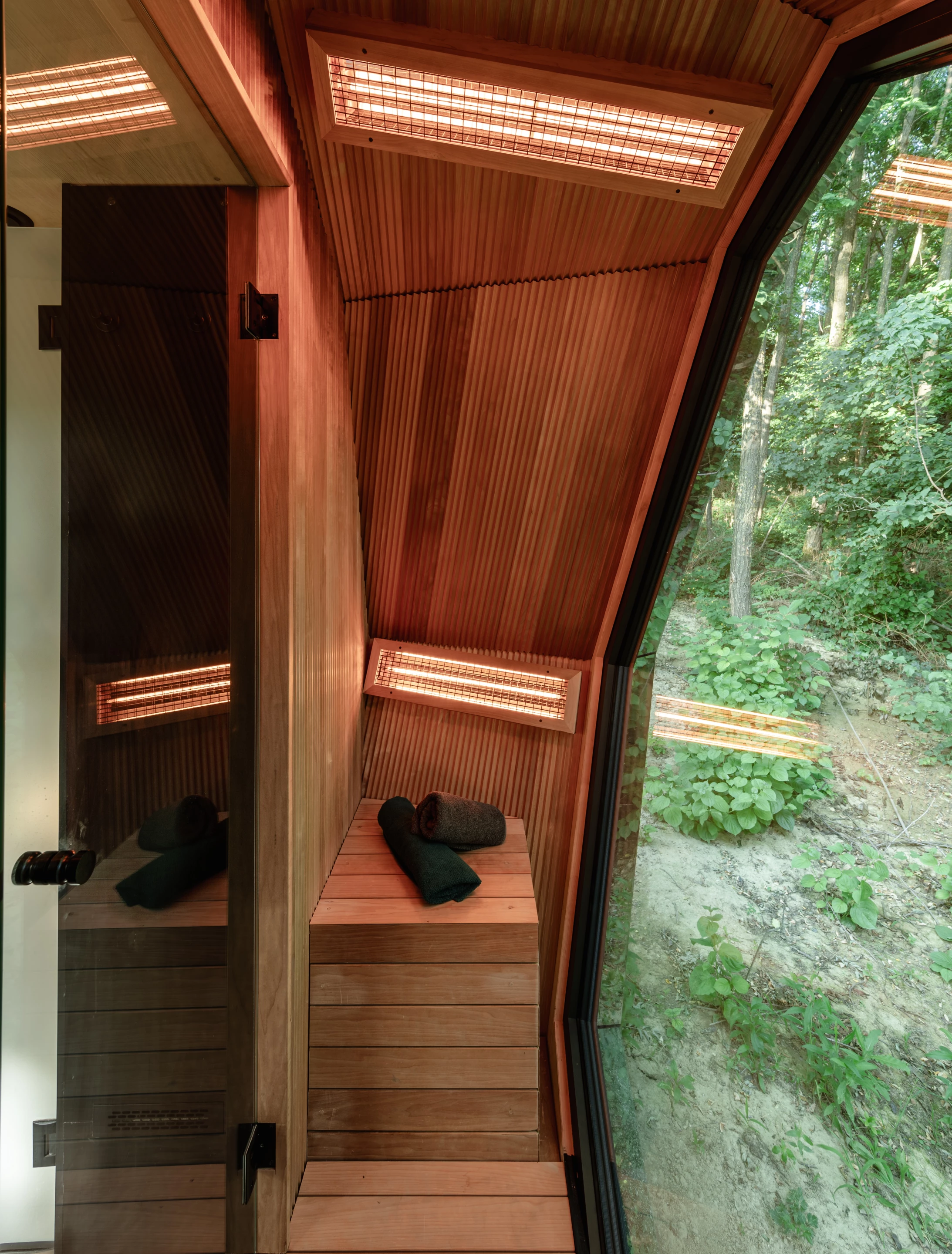 The Pebl Grand's sauna looks very small but should be sufficient to get your sweat on