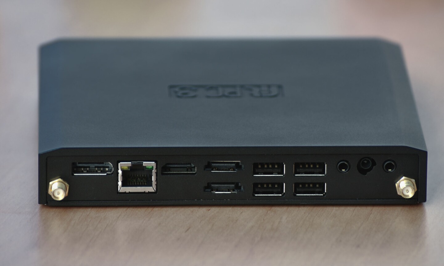 To the rear, the fit-PC3 has four USB 2.0 ports, a couple of USB 3.0 ports, Gigabit Ethernet, HDMI-out and S/PDIF audio