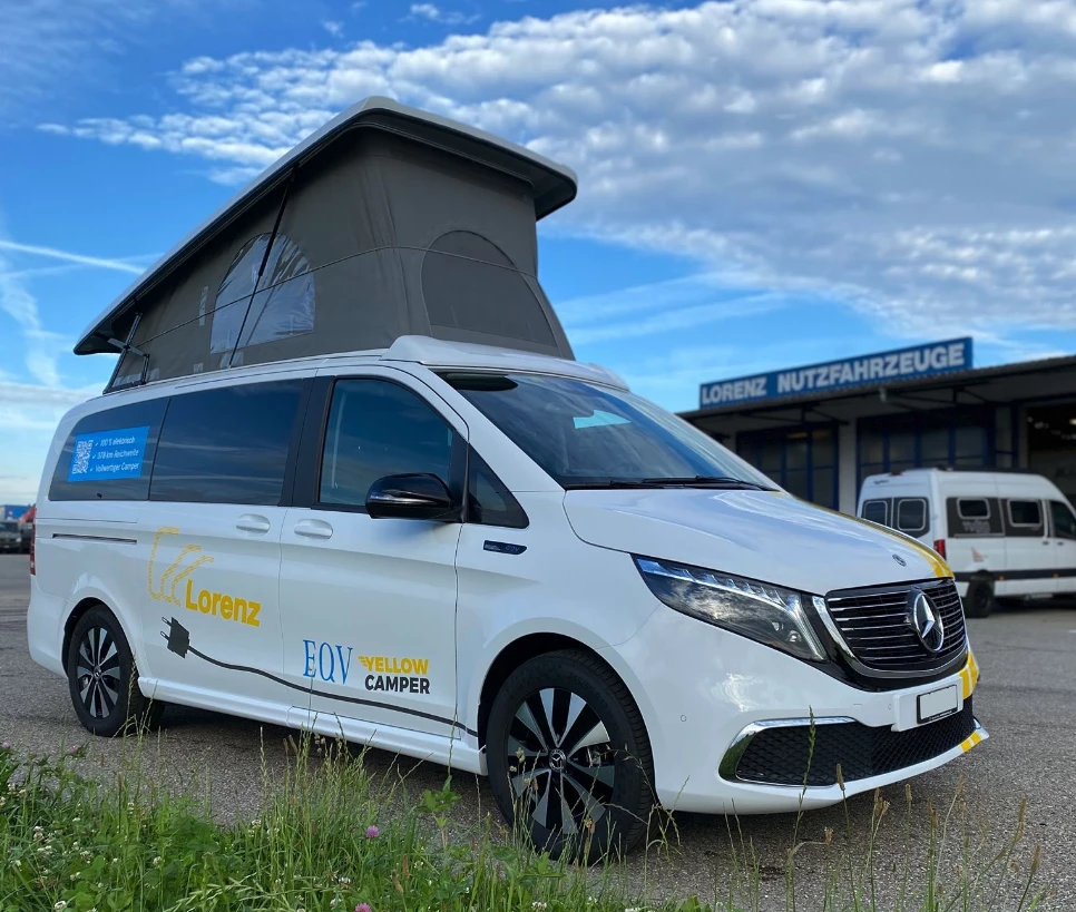 The Yellowcamper appears to be the very first EQV electric camper van, beating both the Mercedes-Benz Sortimo EQV and Tonke EQV campers with its initial debut in Summer 2021
