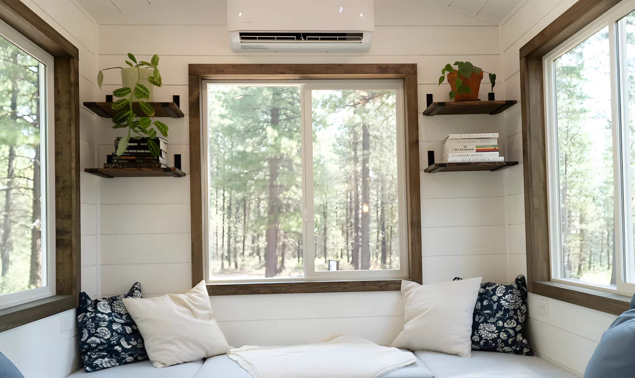 The Olympic is kept a comfortable temperature with a mini-split air-conditioning unit and a ceiling fan