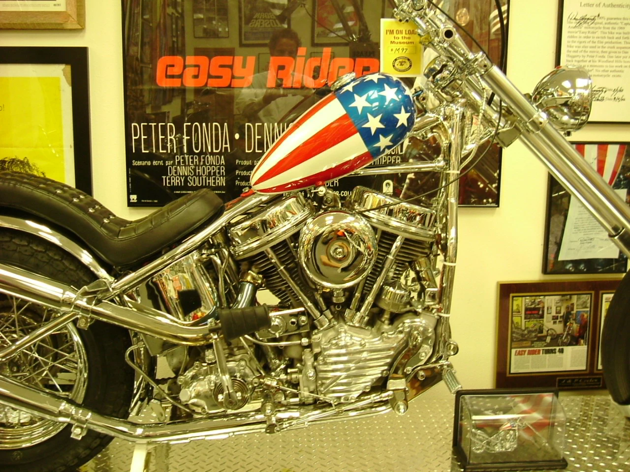The Captain America machine has spent quite some time on display at the National Motorcycle Museum in Anamosa, Iowa and this image is courtesy of the museum.