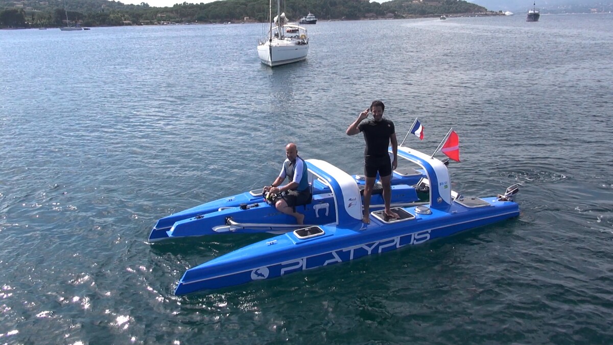 François-Alexandre Bertrand aboard the Platypus prototype