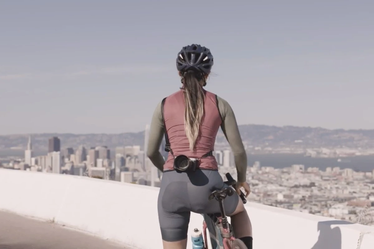 The Makers in Motion Camera Strap – seen here in its "riding" configuration – is currently on Kickstarter