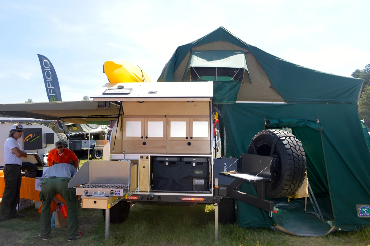 A Moby1 XTR set-up with roof tent for added sleeping capacity