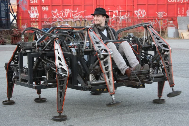 Artist Leigh Christie rides the spider at Code Live (Photo: Mondo Spider)