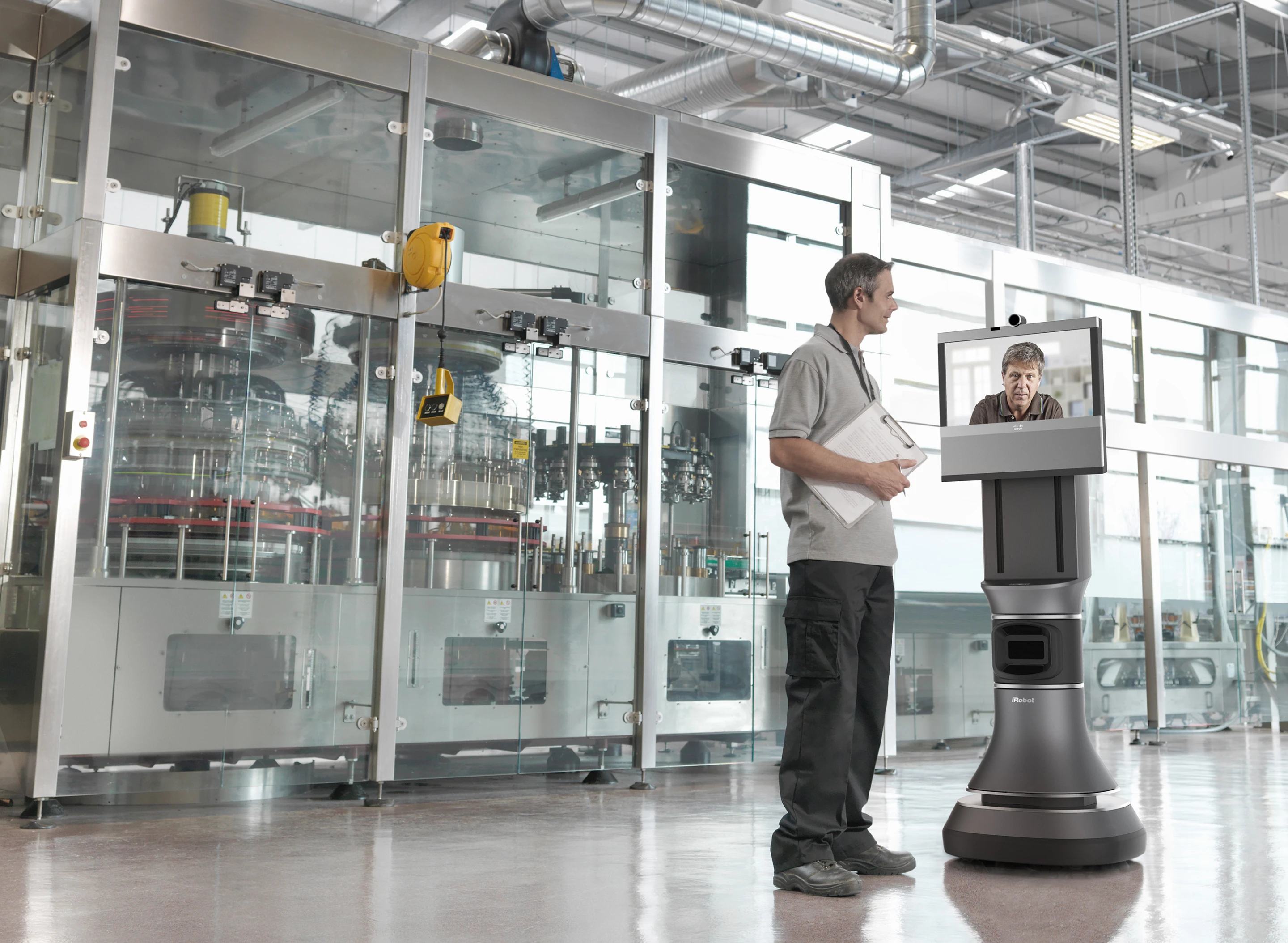 The iRobot Ava 500 touring a factory floor