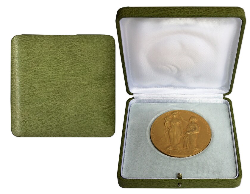 The Wieland Nobel medal in its case
