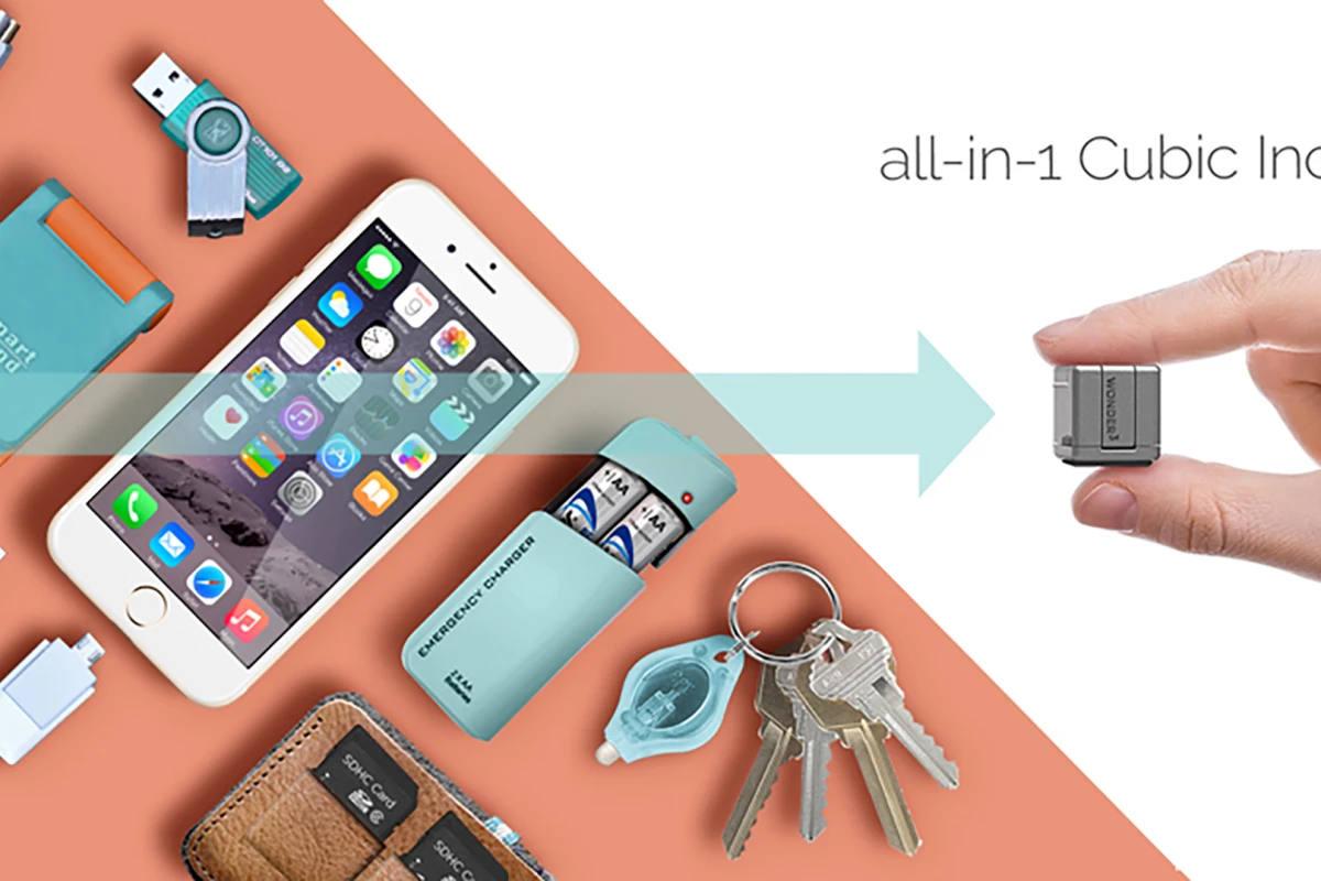 The WonderCube is a versatile keychain accessory that aims to provide emergency charging, storage, and much more