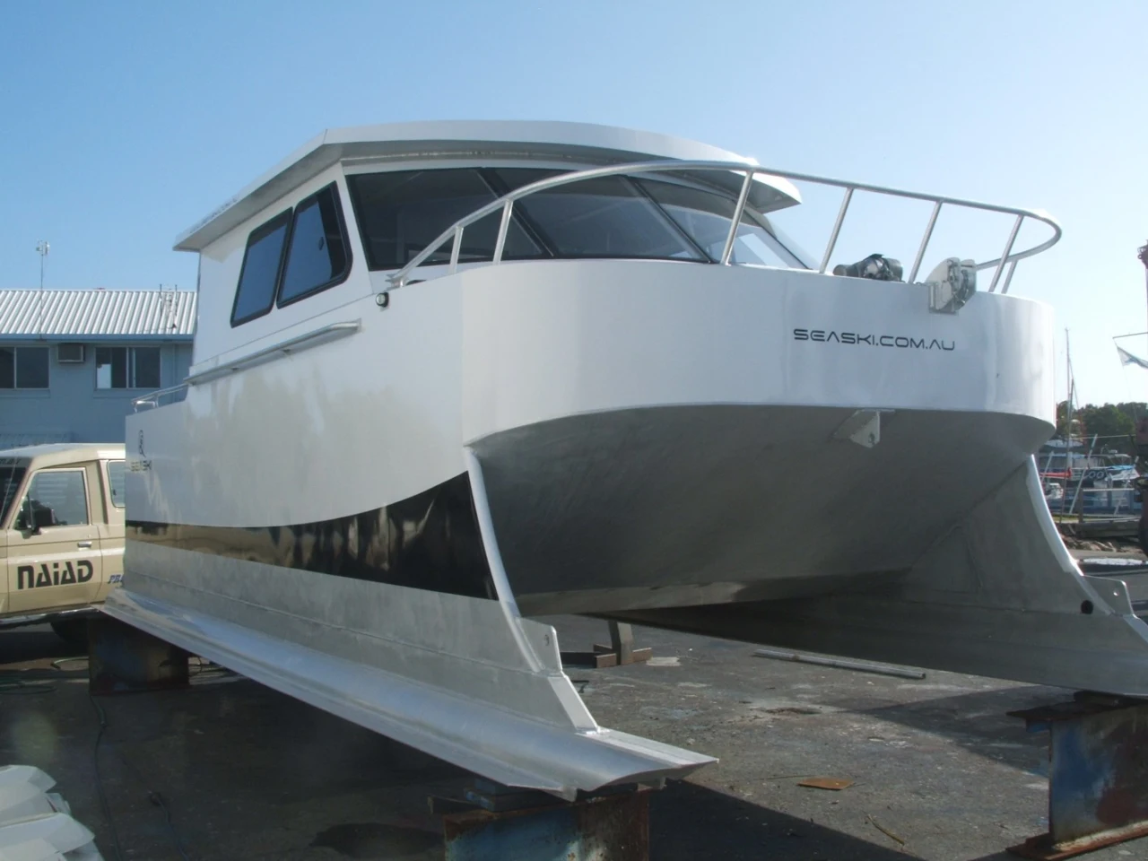 The first production model at Yamba Marina, Australia, prior to launching for the maiden voyage