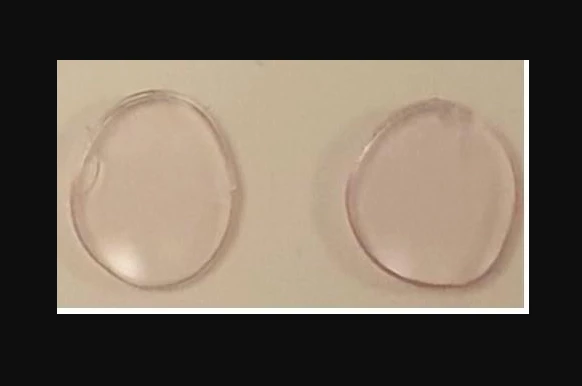 A pair of the prototype contact lenses