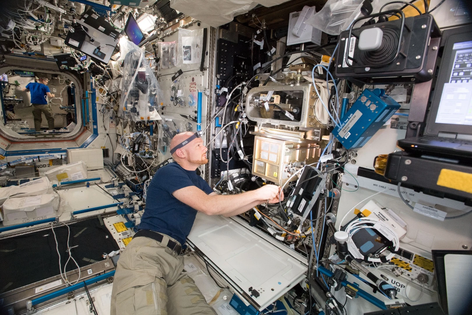 German Commander of Expedition 57 Alexander Gerst at work aboard the ISS
