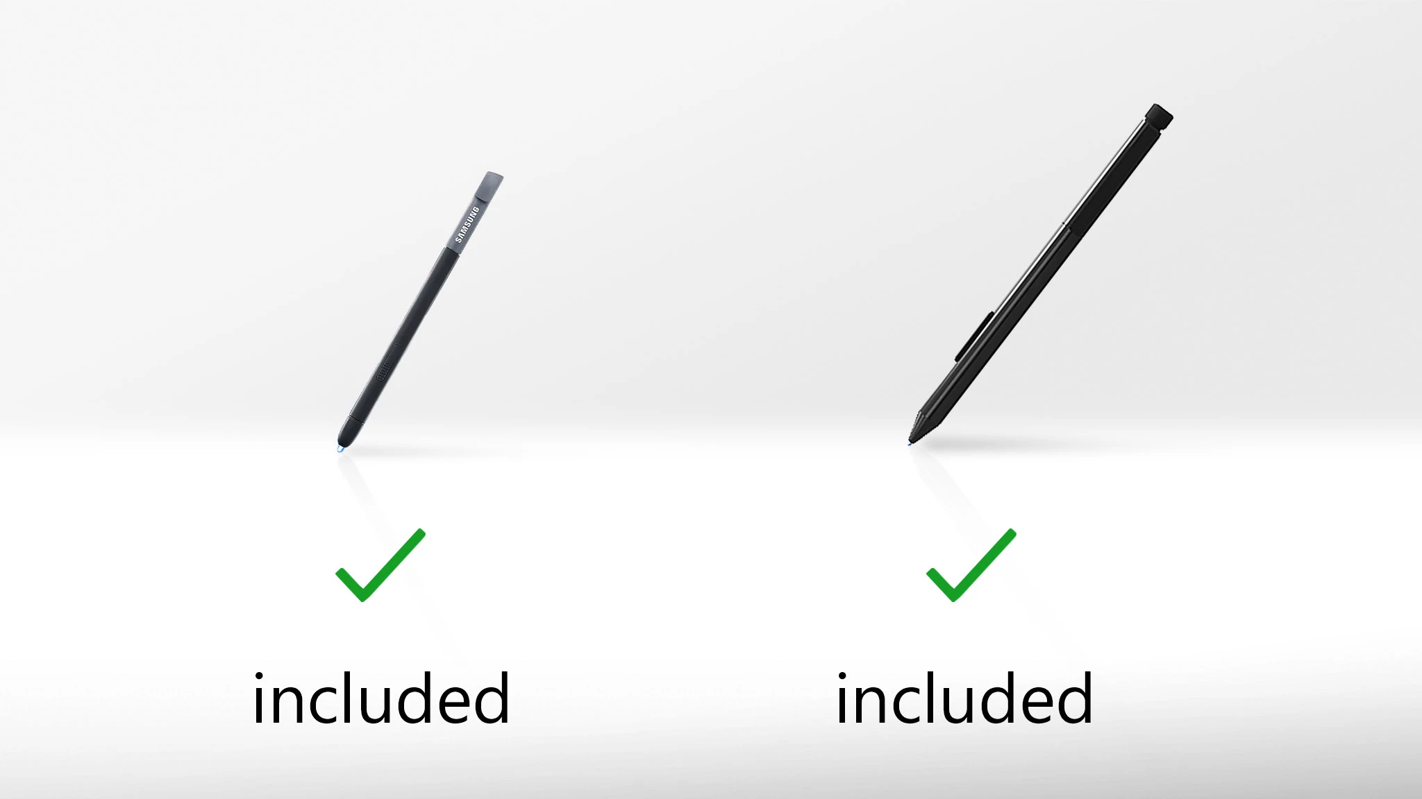 Both devices incorporate styluses