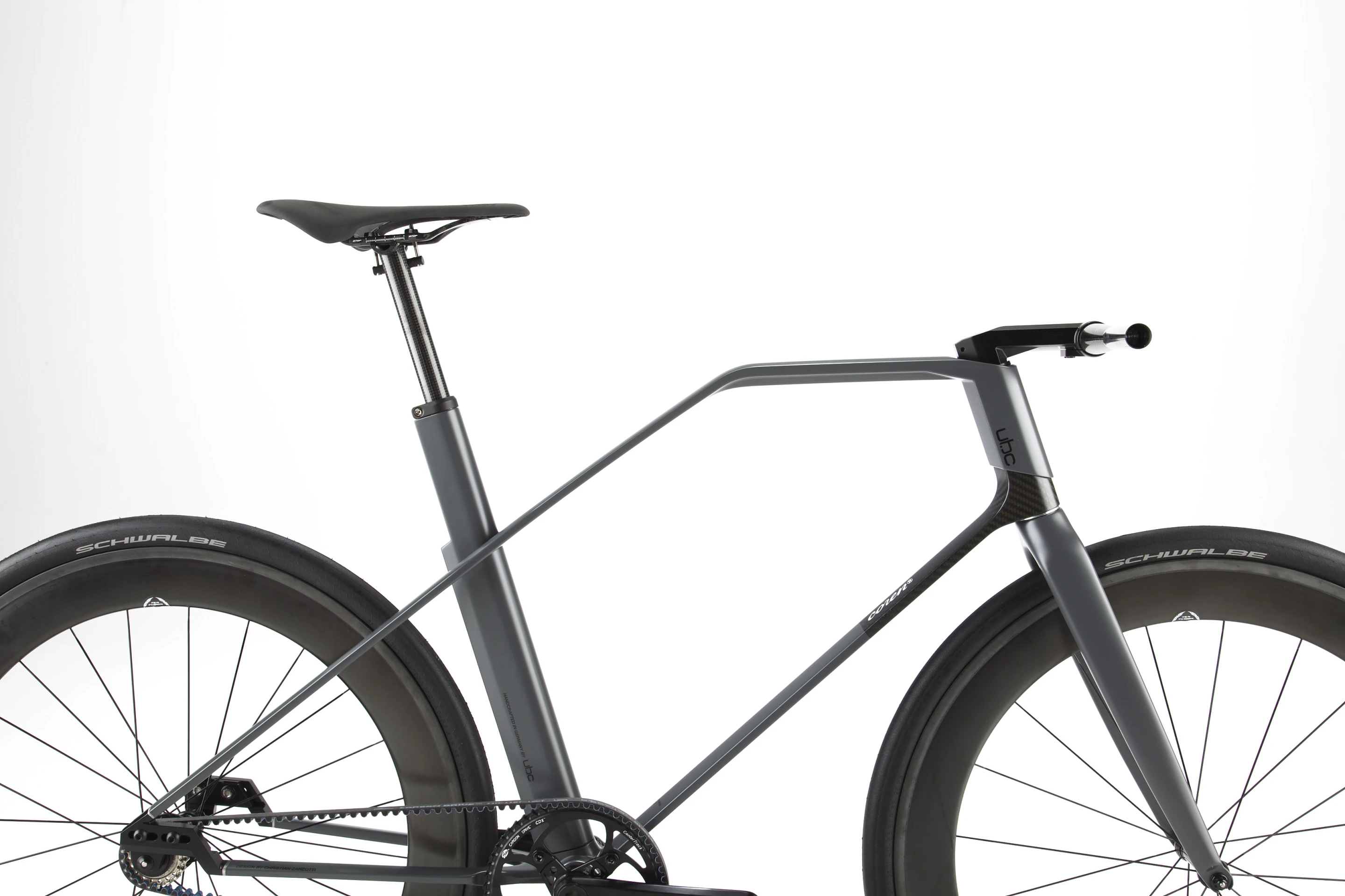 The UBC coren's carbon fiber is shaped into a unique frame