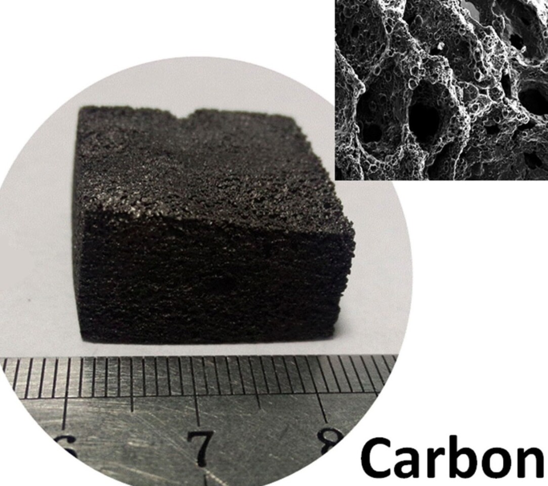 A close-up view of the carbon foam