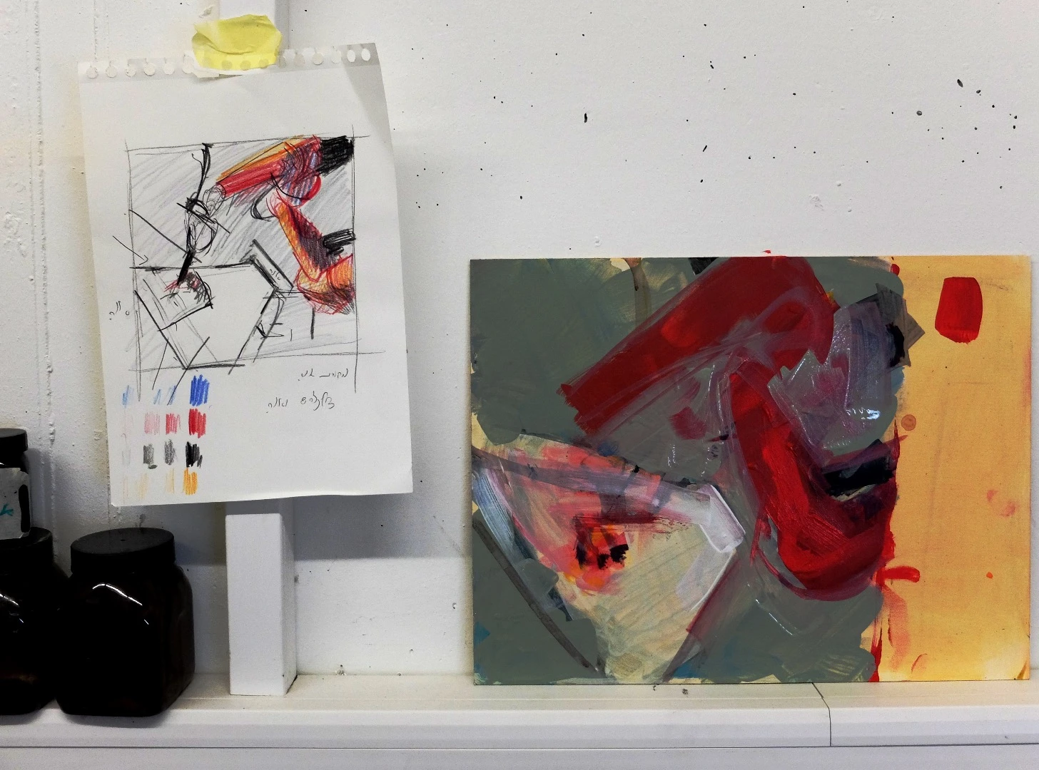 Preliminary sketches created by a human artist used to develop the data for e-David to create its self-portrait