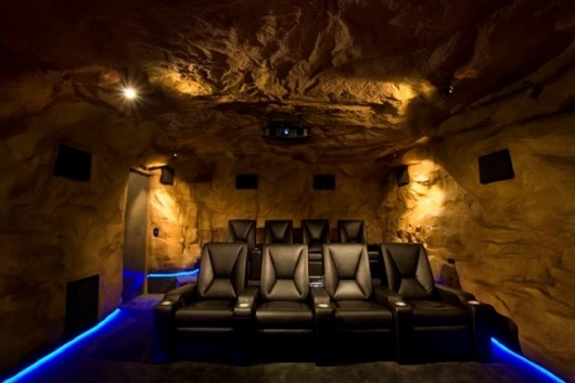 Looking back into the Bat Cave from the screen