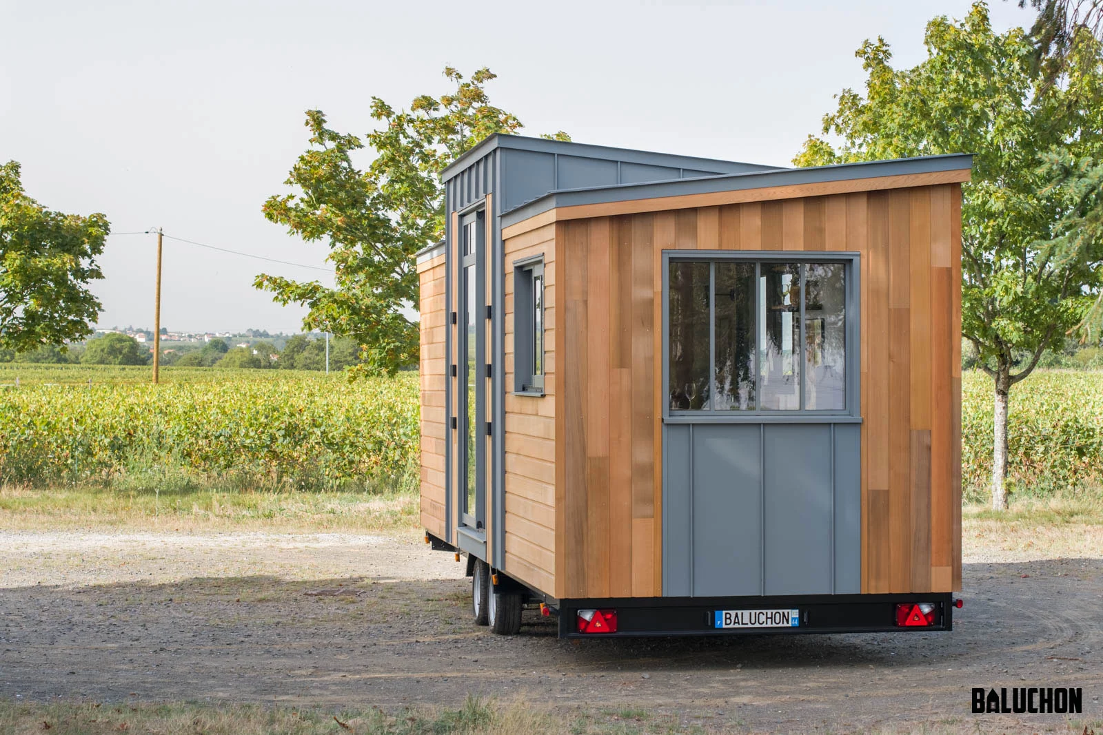 The Eucalyptus is finished in red cedar, with aluminum accenting
