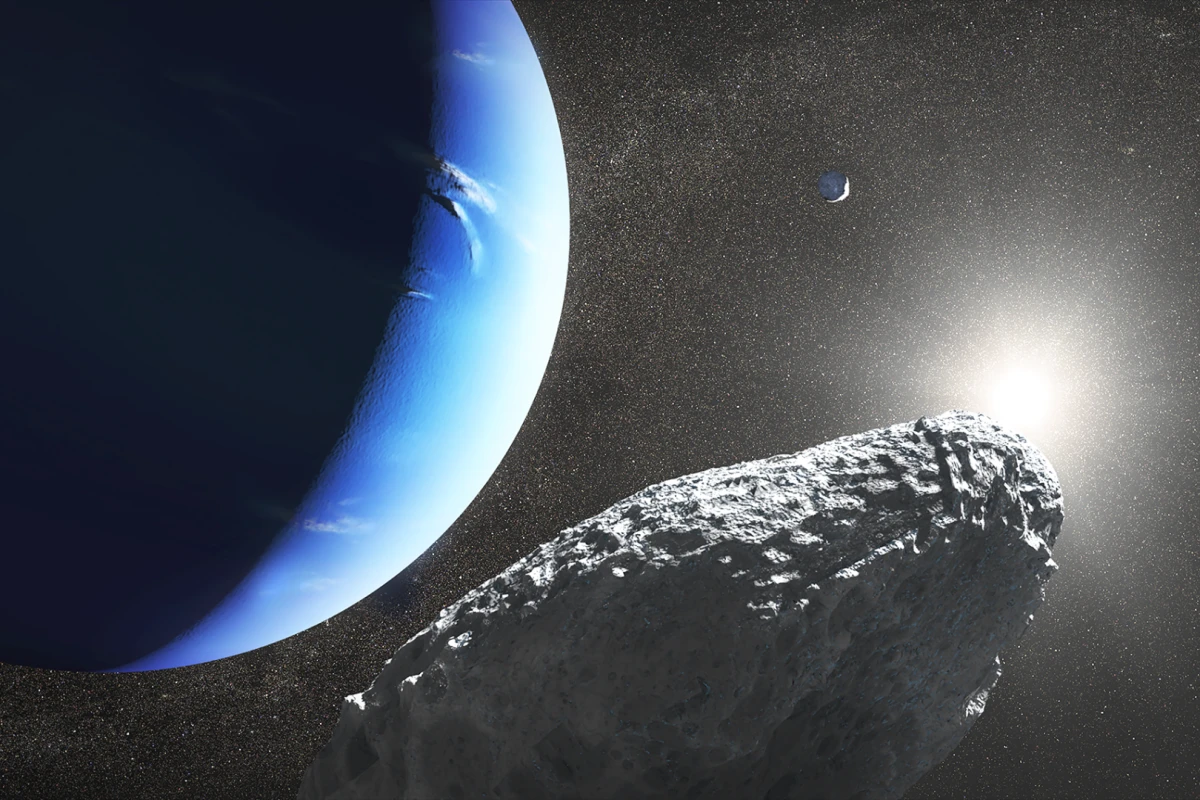 An illustration of Hippocamp, a newly-discovered moon of Neptune