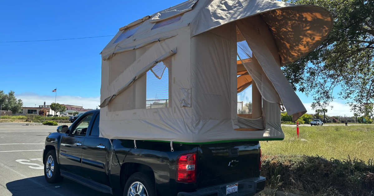 Life Cube tent is an inflatable camping micro-cabin for truck and lake Life Cube tent is an inflatable camping micro-cabin for truck and lake