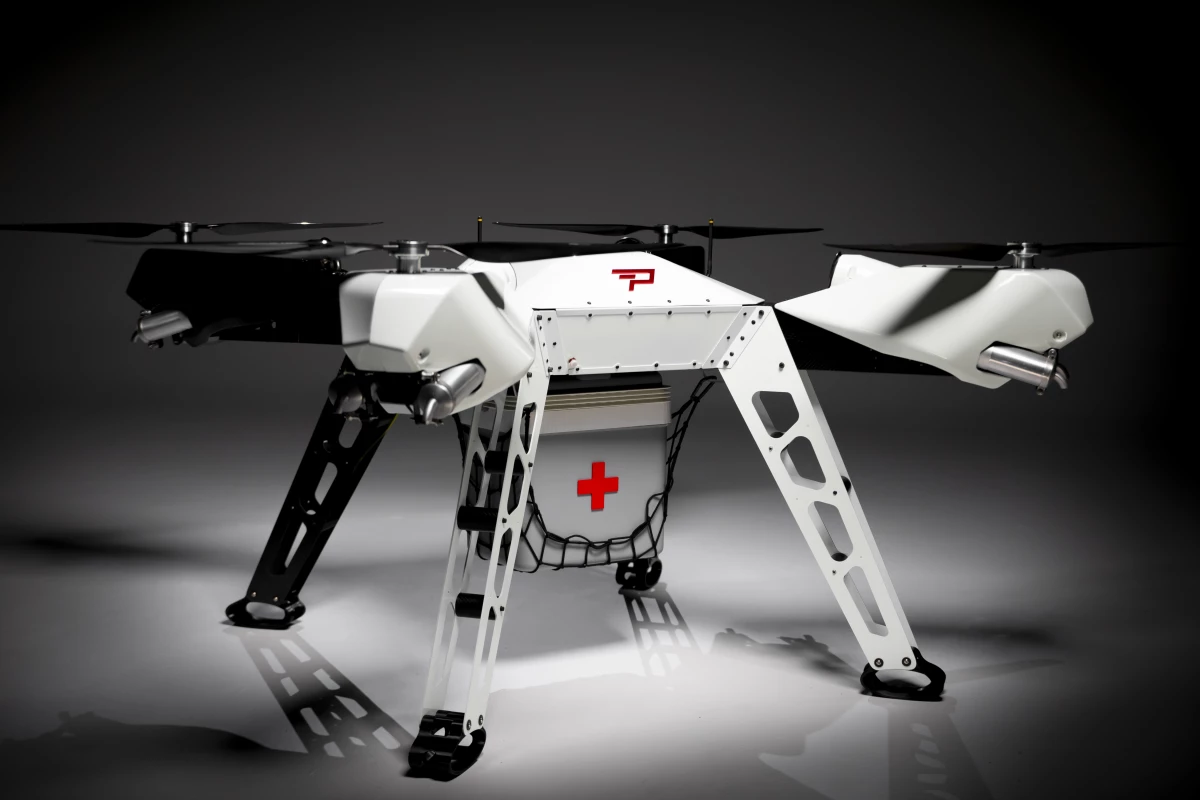 The Firefly drone, pictured here set up for the delivery of medical supplies