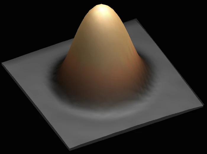 One bit of data was stored on a single atom of holmium, seen here through a scanning tunnelling microscope