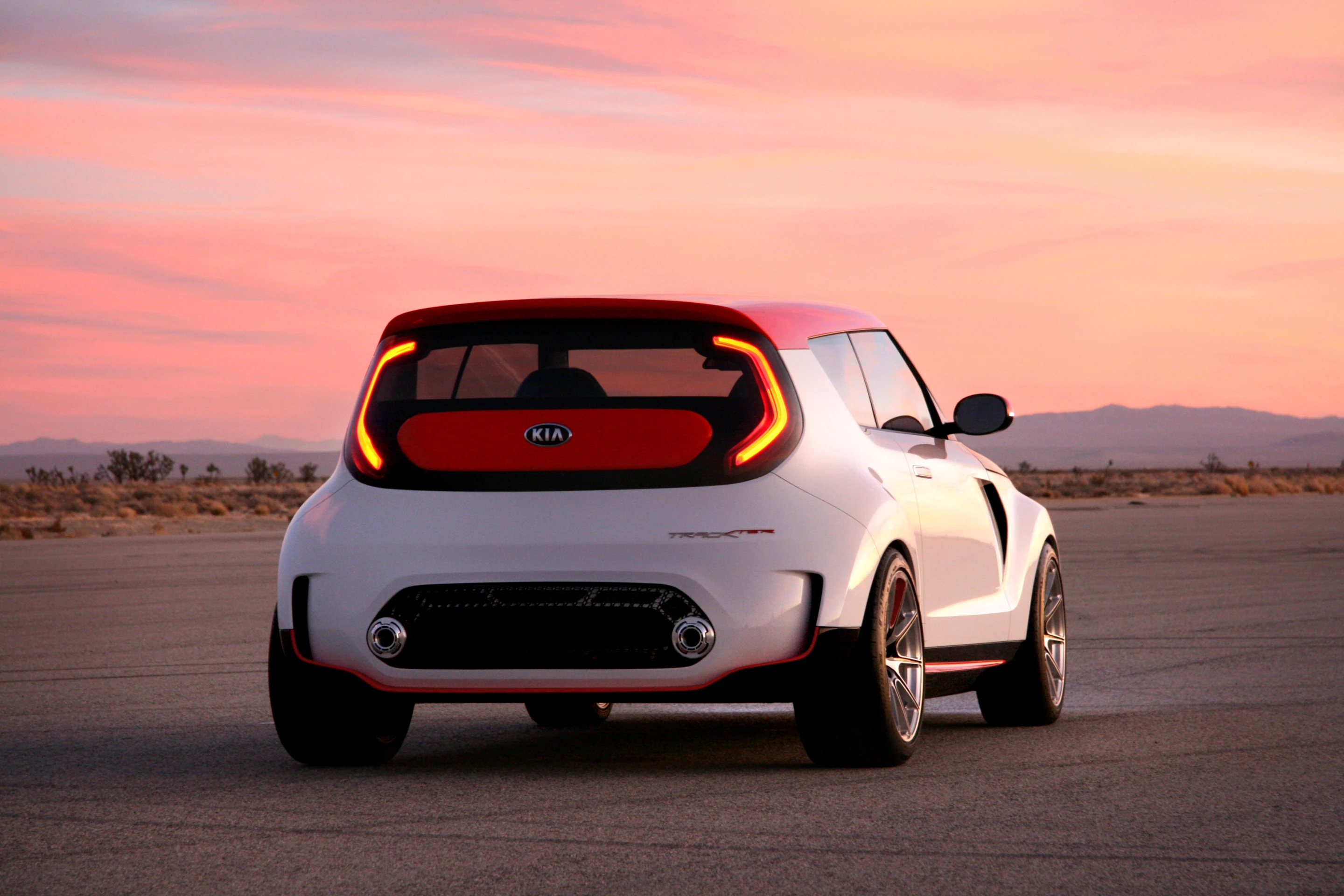 Kia's 'inferno orange' paint helps deliver the Track'ster's aggressive look