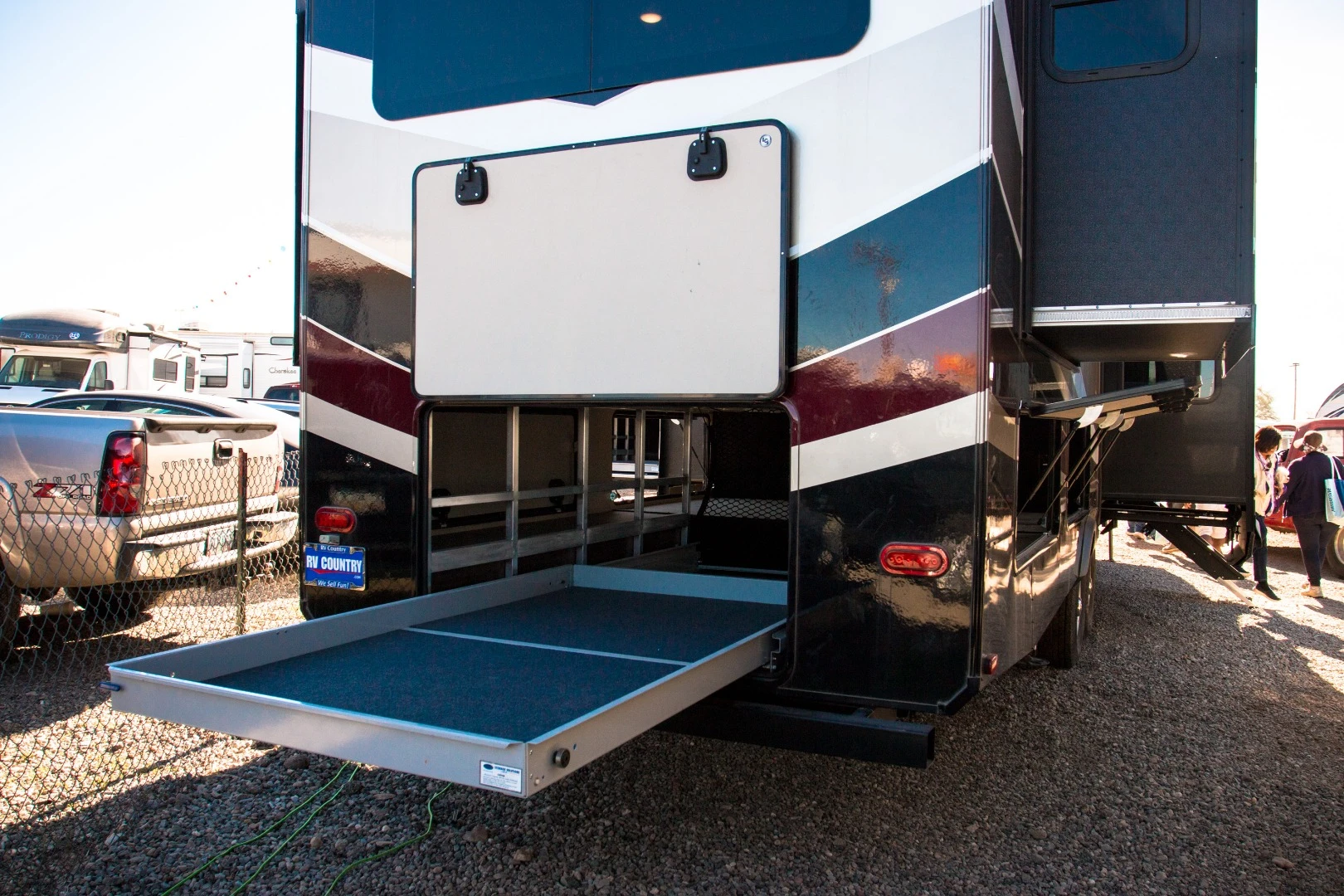 Rear access to the 2018 Solitude Fifth Wheel