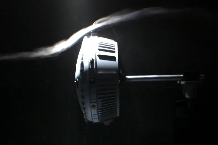 Replica of Huygens undergoing wind tunnel tests