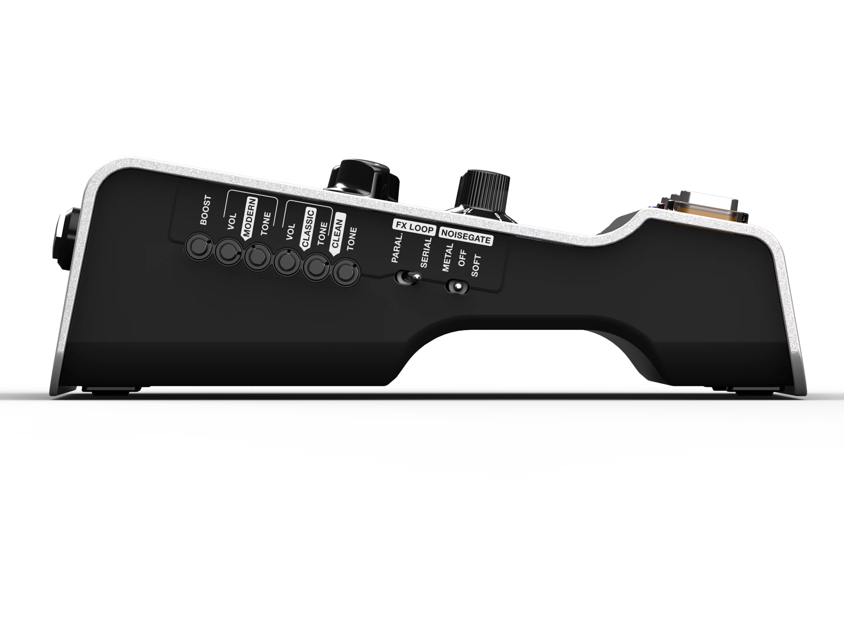 The Amp1 can sit on top of your favorite cabs, but its small form factor makes it a good size for sitting next to your stomps in a stage or studio pedalboard setup